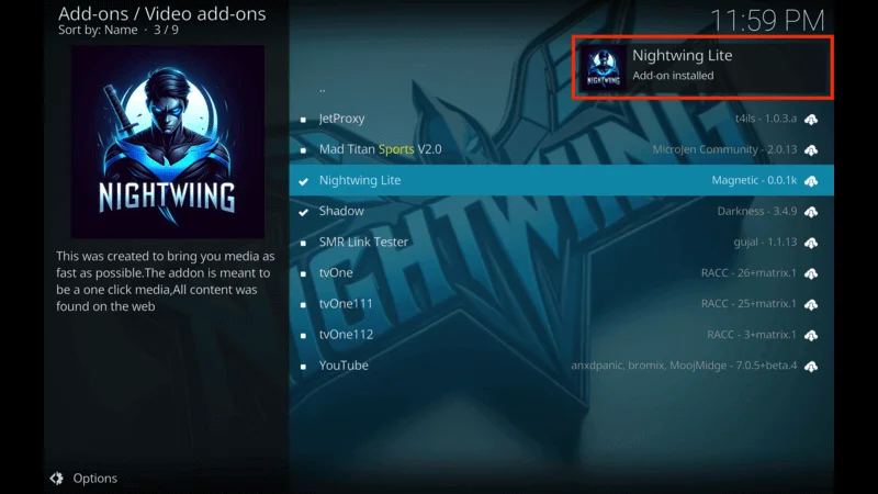 Nightwing Addon URL